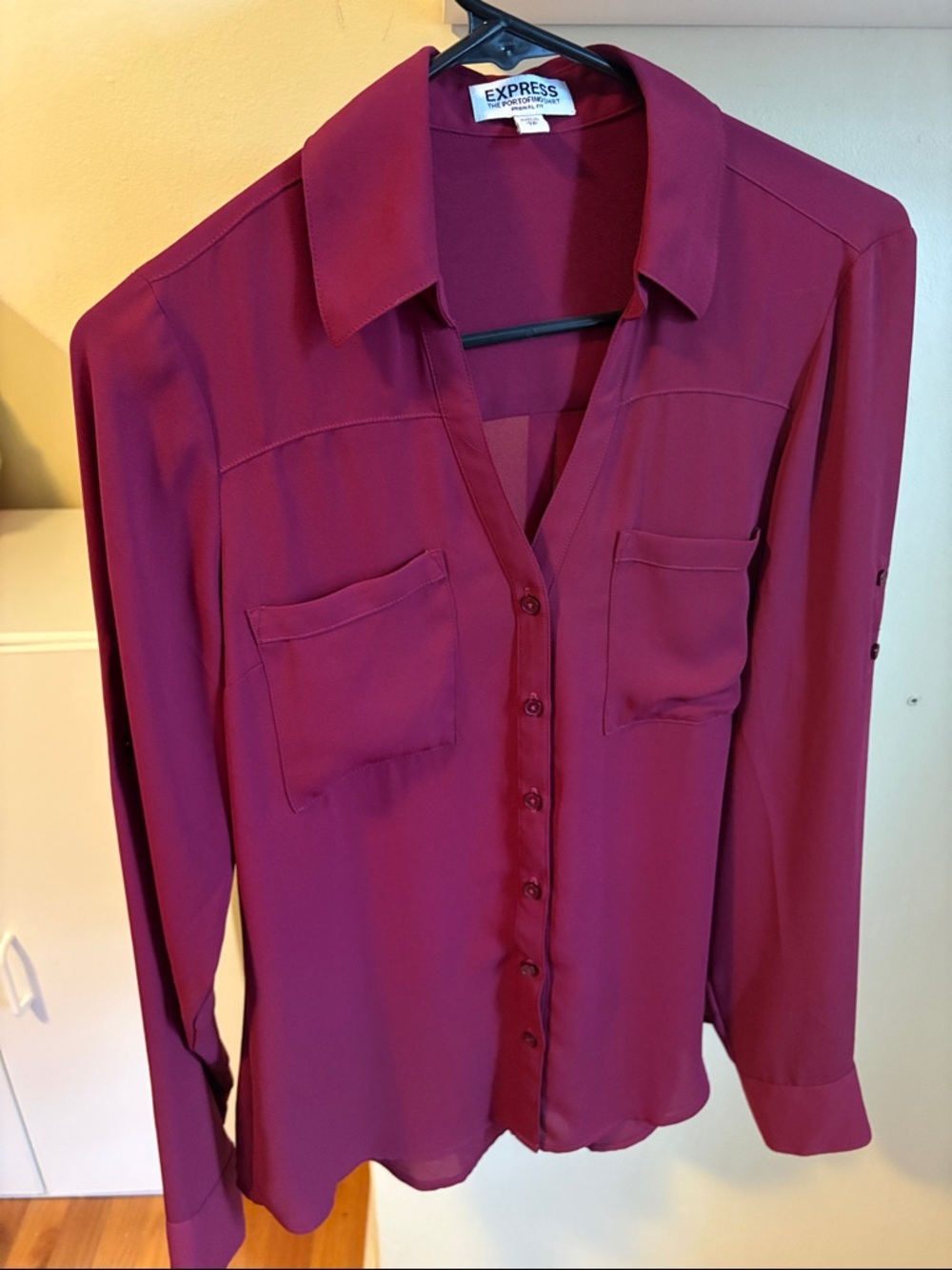 Express Deep Magenta Button-Front Blouse